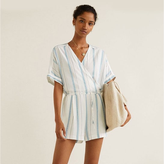 2018 Hot New Twist Front Boxed Pleated Floral Cami Romper