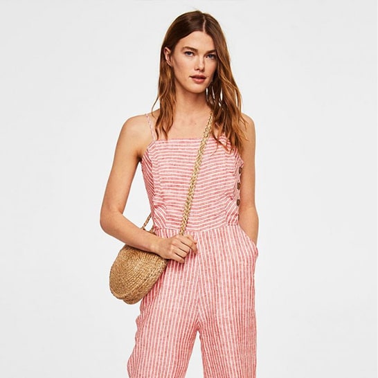 2018 Hot New Tropical Print Button Front Belted Romper